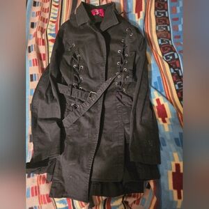 Royal Bones Black Lace Detail  Women's Coat